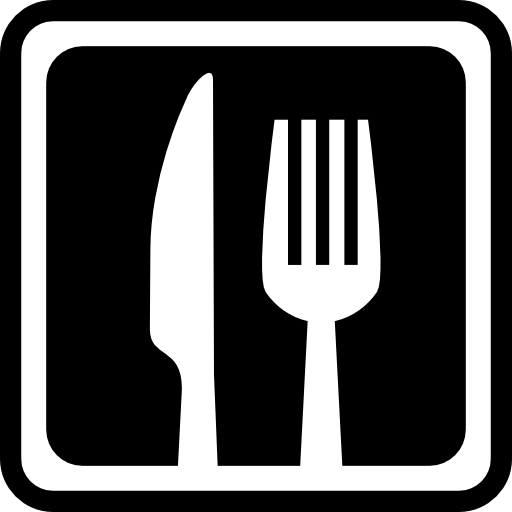Knife and fork in a square for interface symbol for restaurants